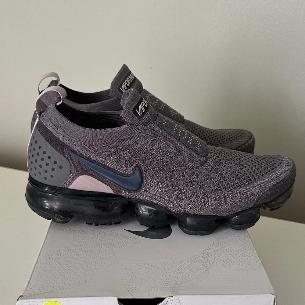 Nike VaporMax Flyknit Slip-On Sneakers - Gray and Black - Picture 2 of 4